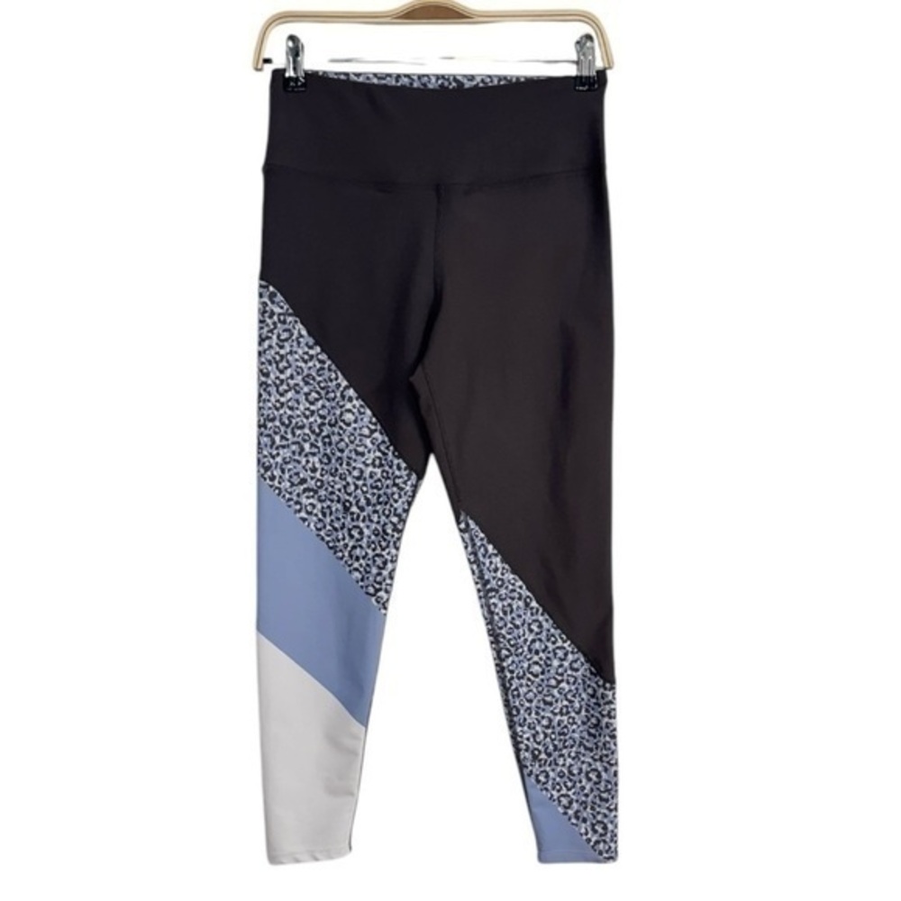 Betsey Johnson Performance Leopard Colorblock Crop Leggings Womens Medium Yoga